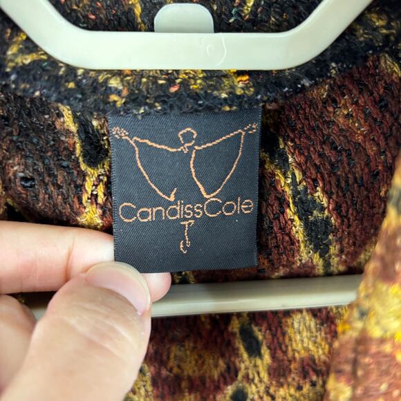 Candiss Cole Vintage 100% Silk Jacket Medium Snake Reptile Print Orange Green - Picture 7 of 10